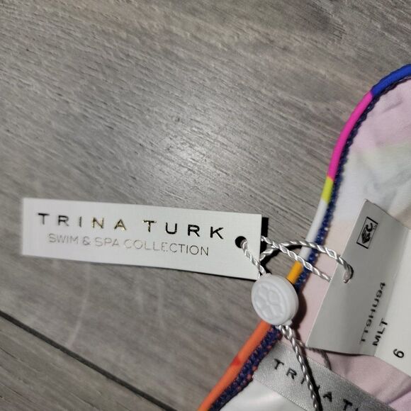 Trina Turk Women's Sunset Chevron String Bikini Bottom Size 6 - Picture 9 of 11